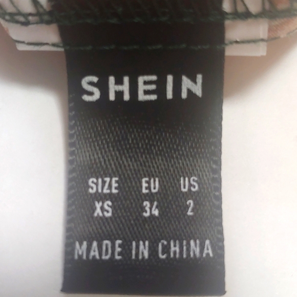 Shein top, vertical stripes army green cream and light dust mauve, size XS - Picture 7 of 8